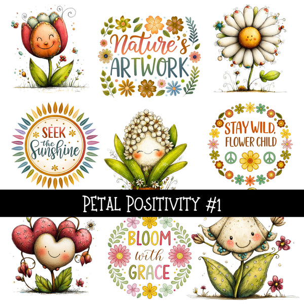 Petal Positivity UV DTF Decal sheets 2 to choose from