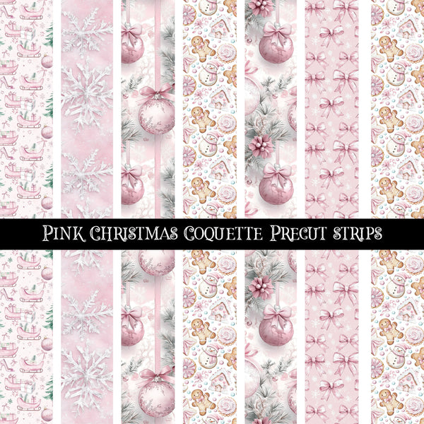 Pink Coquette Christmas precut strips 12x12 vinyl sheet