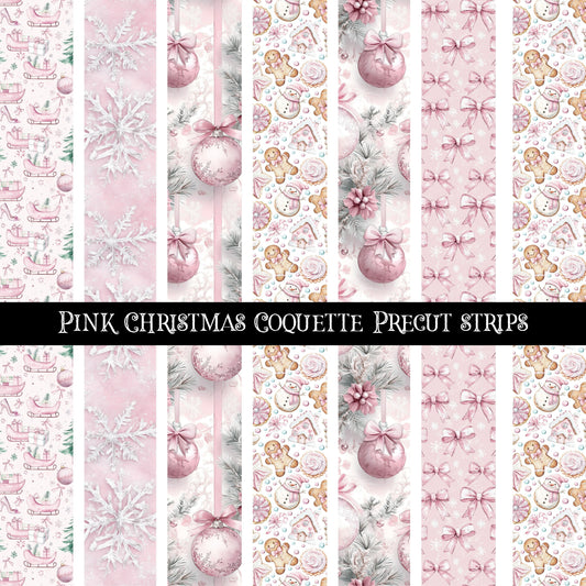 Pink Coquette Christmas precut strips 12x12 vinyl sheet