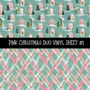 Pink Christmas Duo precut vinyl sheet- 2 coordinating patterns on one sheet 3 designs to choose from