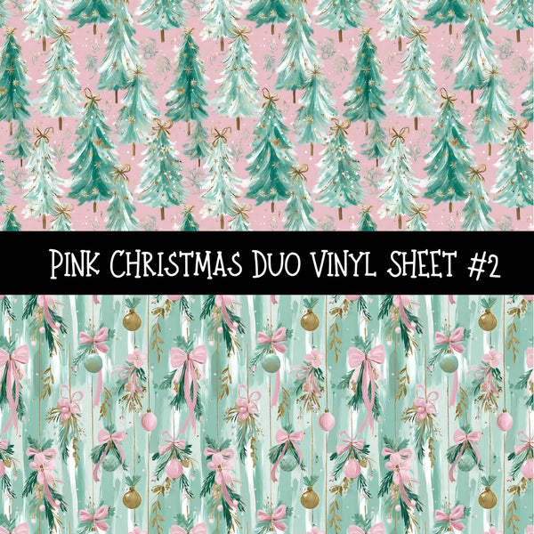 Pink Christmas Duo precut vinyl sheet- 2 coordinating patterns on one sheet 3 designs to choose from