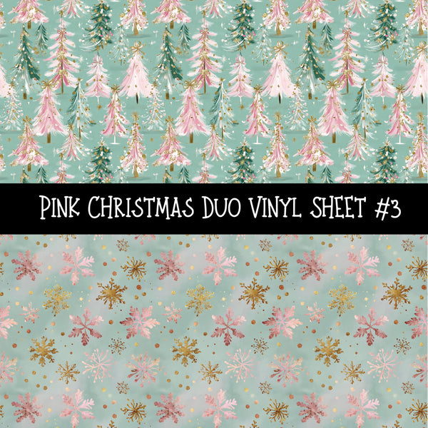 Pink Christmas Duo precut vinyl sheet- 2 coordinating patterns on one sheet 3 designs to choose from