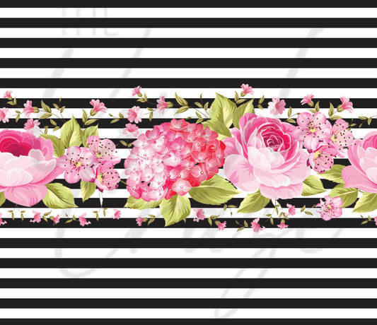 Pink Floral Striped - Adhesive Vinyl Wrap