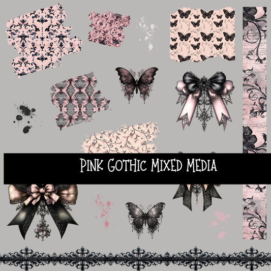 Pink Gothic Mixed Media - UV DTF Decal sheet