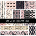 Pink Gothic Patchwork precut vinyl sheet available in 12x12 or 6x6 sizes