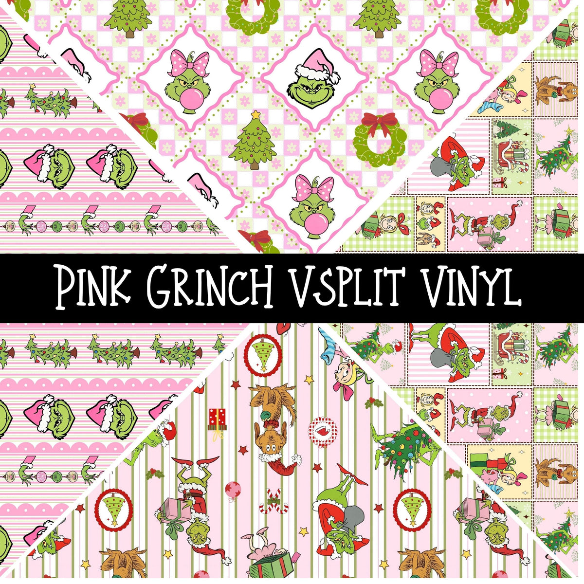 Pink Grinch precut Vsplit 12x12 vinyl sheet