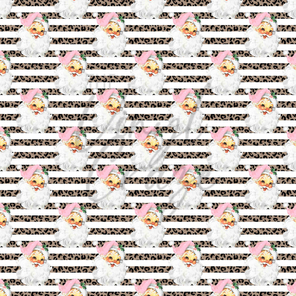 Pink Leopard Santa - Adhesive Vinyl 12x12 Sheet