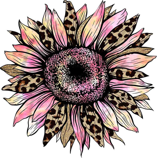 Pink Leopard Sunflower - UV DTF Decal