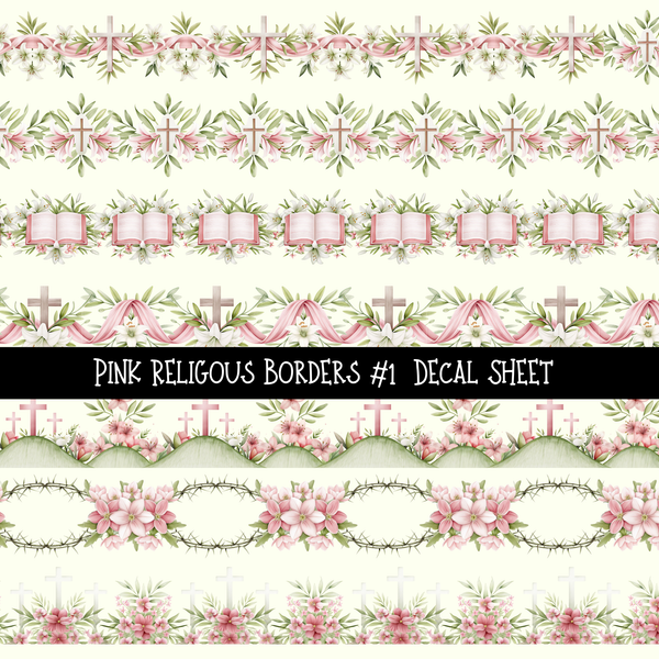 Pink Religious Borders- Uv Dtf Decal Sheet