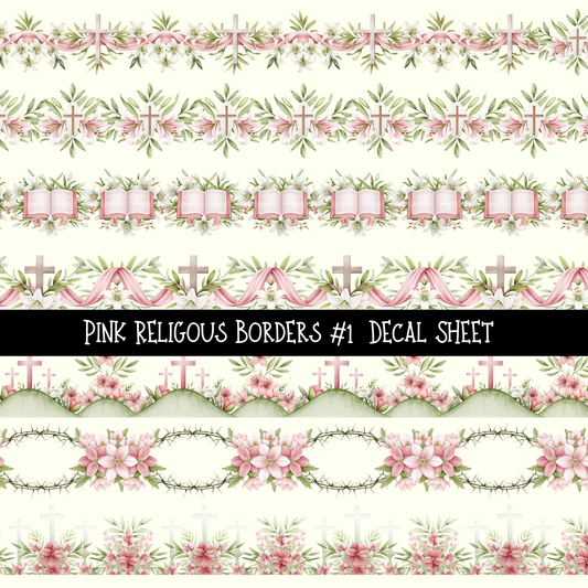 Pink Religious Borders- Uv Dtf Decal Sheet