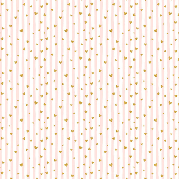 Pink Stripes And Gold Hearts - Adhesive Vinyl Sheets