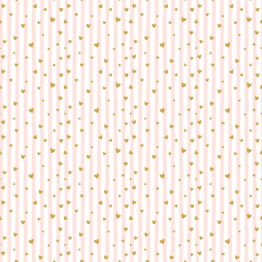 Pink Stripes And Gold Hearts - Adhesive Vinyl Sheets