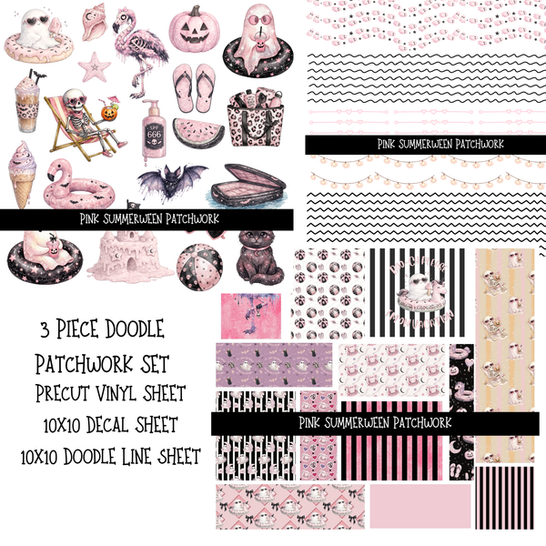 Pink Summerween - Doodle Patchwork Set