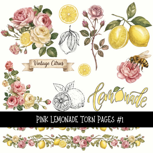 Pink Lemonade Torn Pages UV DTF Decal sheets 5 designs available