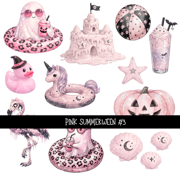 Pink Summerween - UV DTF Decal sheet 3 variants