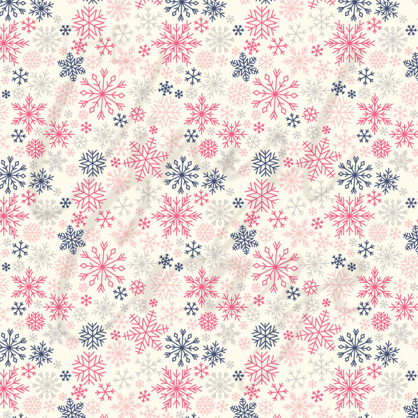 Pink and Navy Snowflakes Adhesive Vinyl Sheets