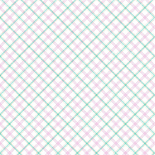 Pink And Teal Plaid - Adhesive Vinyl sheets