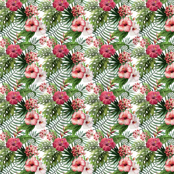 Pink and White Tropical Florals - Adhesive Vinyl Sheets