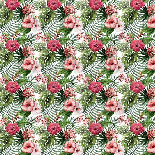 Pink and White Tropical Florals - Adhesive Vinyl Sheets