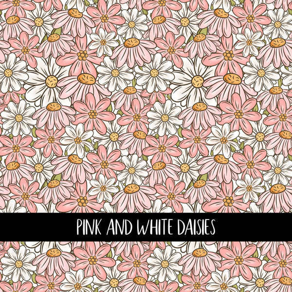 Pink and white daisies vinyl sheet