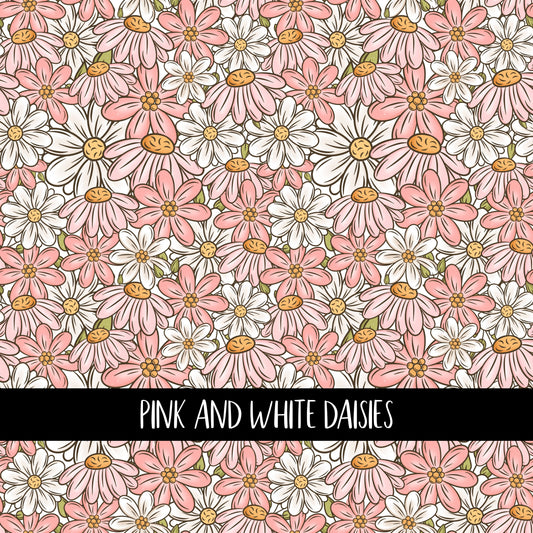 Pink and white daisies vinyl sheet