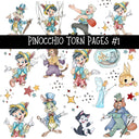 Pinocchio Torn Pages UV DTF Decal sheets 5 Designs available