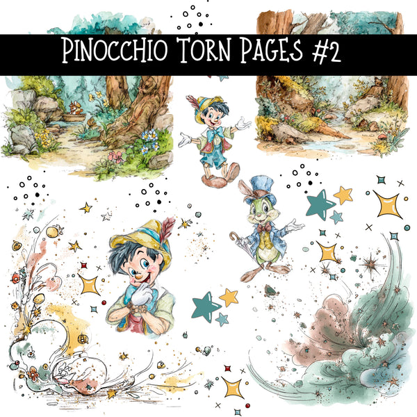 Pinocchio Torn Pages UV DTF Decal sheets 5 Designs available