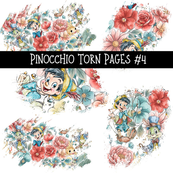 Pinocchio Torn Pages UV DTF Decal sheets 5 Designs available