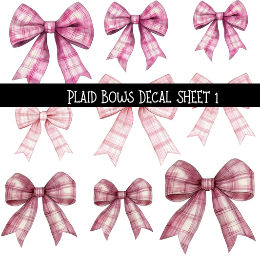 Plaid Bows UV DTF Decal sheets 5 to choose from