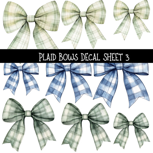 Plaid Bows UV DTF Decal sheets 5 to choose from