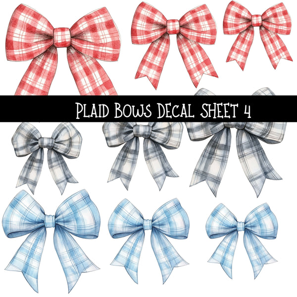 Plaid Bows UV DTF Decal sheets 5 to choose from