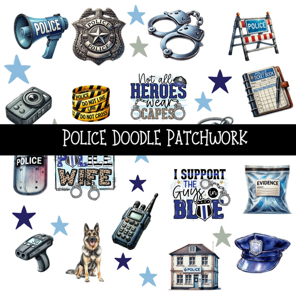 Police Doodle Patchwork Set