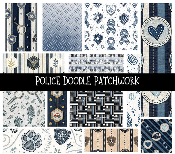 Police Doodle Patchwork Set