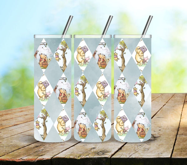 Pooh Argyle - UV DTF Tumbler wrap