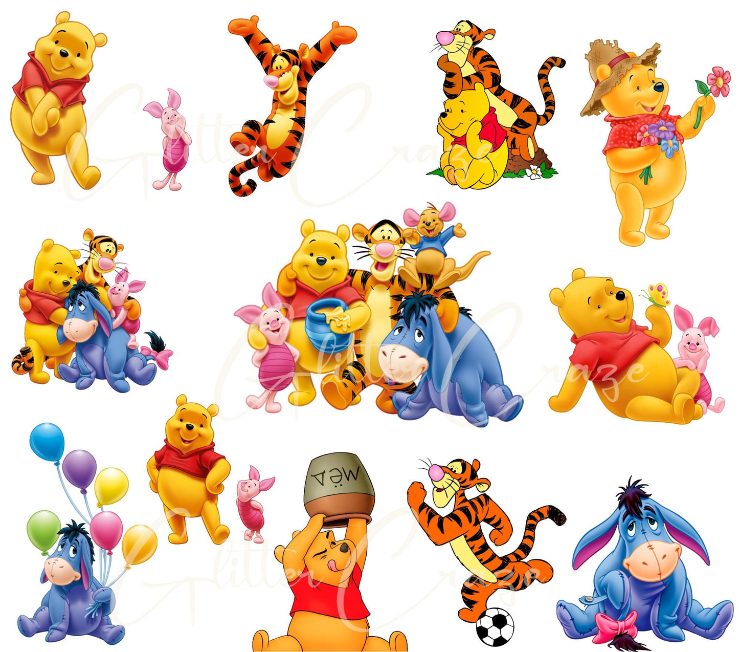 Pooh- UV DTF Decal sheet