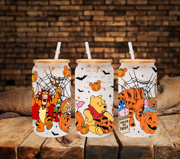 Pooh and Friends Halloween - UV DTF 16oz Libbey wrap