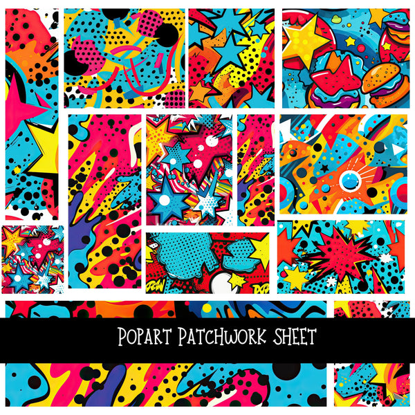 Popart Patchwork precut vinyl sheet available in 12x12 or 6x6 sizes