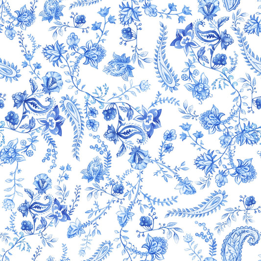 Porcelain Blue Paisley - Adhesive Vinyl Sheets