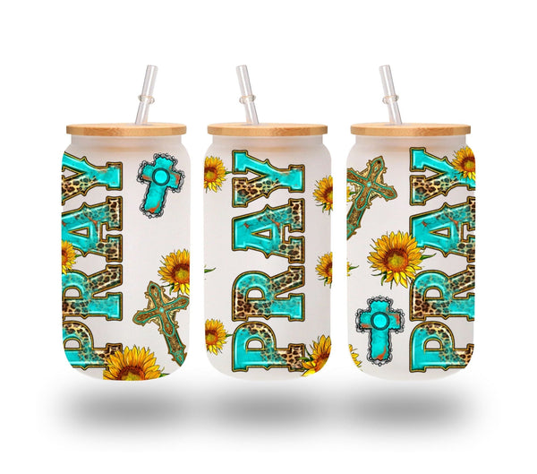 Pray - UV DTF 16oz Libbey wrap