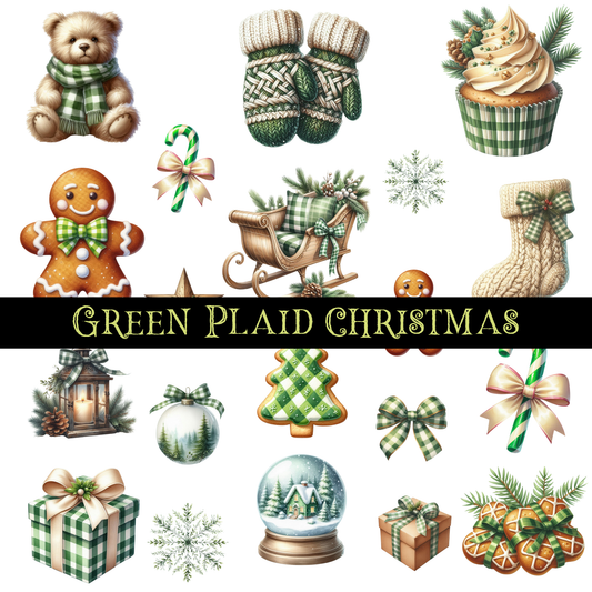 Green Plaid Christmas - UV DTF Decal Sheet