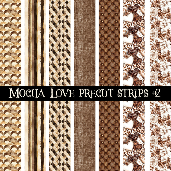 Mocha Love precut strips 12x12 vinyl sheet (3 variants)