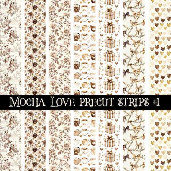 Mocha Love precut strips 12x12 vinyl sheet (3 variants)