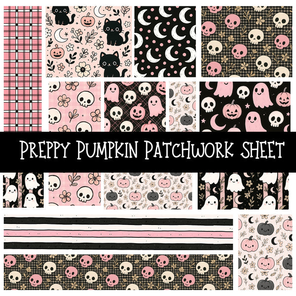 Preppy Pumpkin Patchwork precut vinyl sheet available in 12x12 or 6x6 sizes