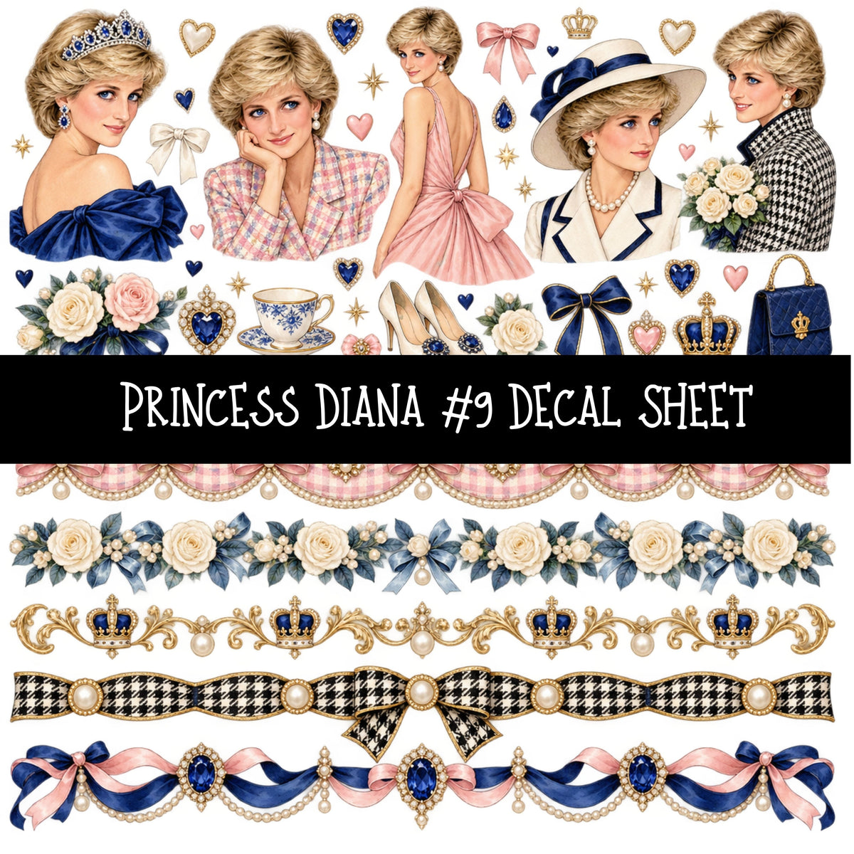 Princess Diana UV DTF Decal sheets 9 Designs available