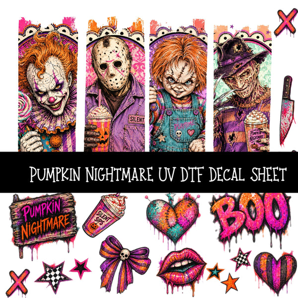Pumpkin Nightmare UV DTF Decal sheets