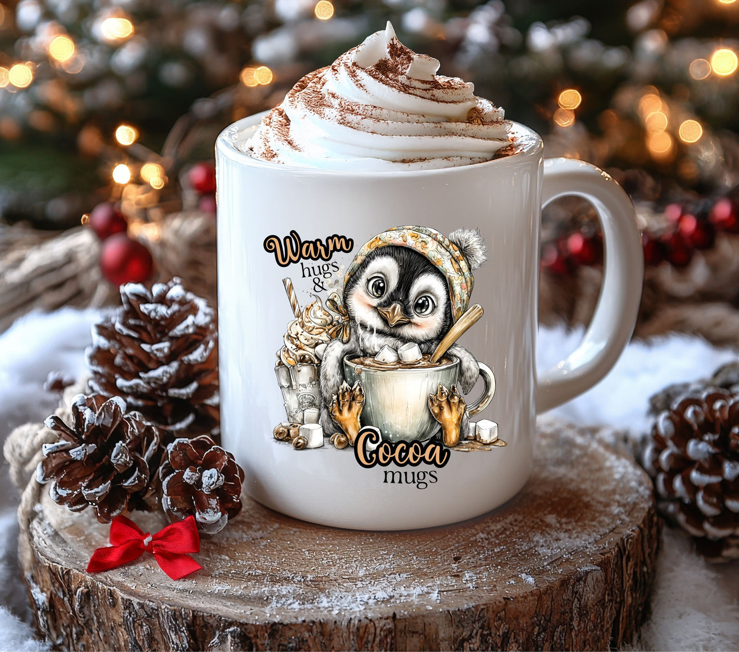 Warm hugs and cocoa mugs UV DTF Decals