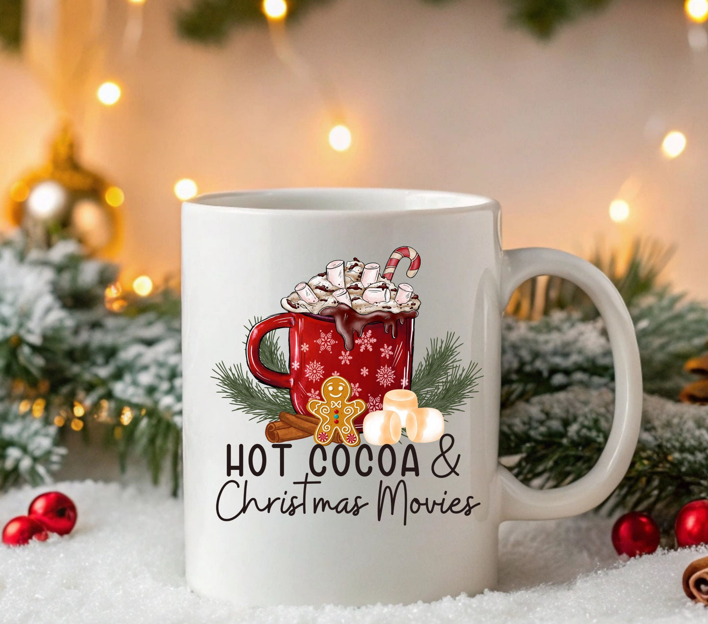 Hot Cocoa and Christmas movies UV DTF Decals