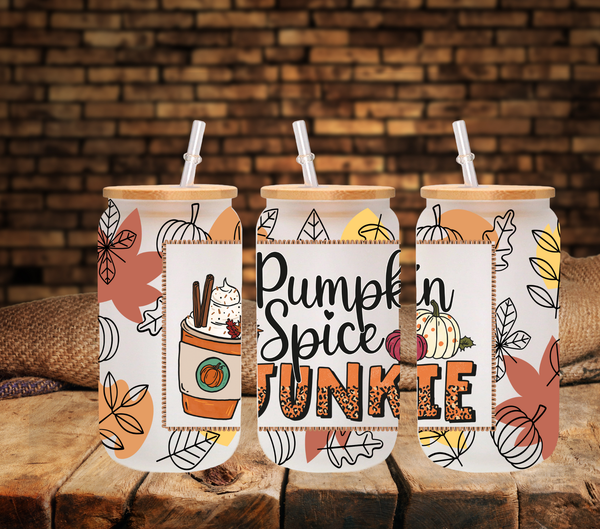 Pumpkin Spice Junkie - UV DTF 16oz Libbey wrap