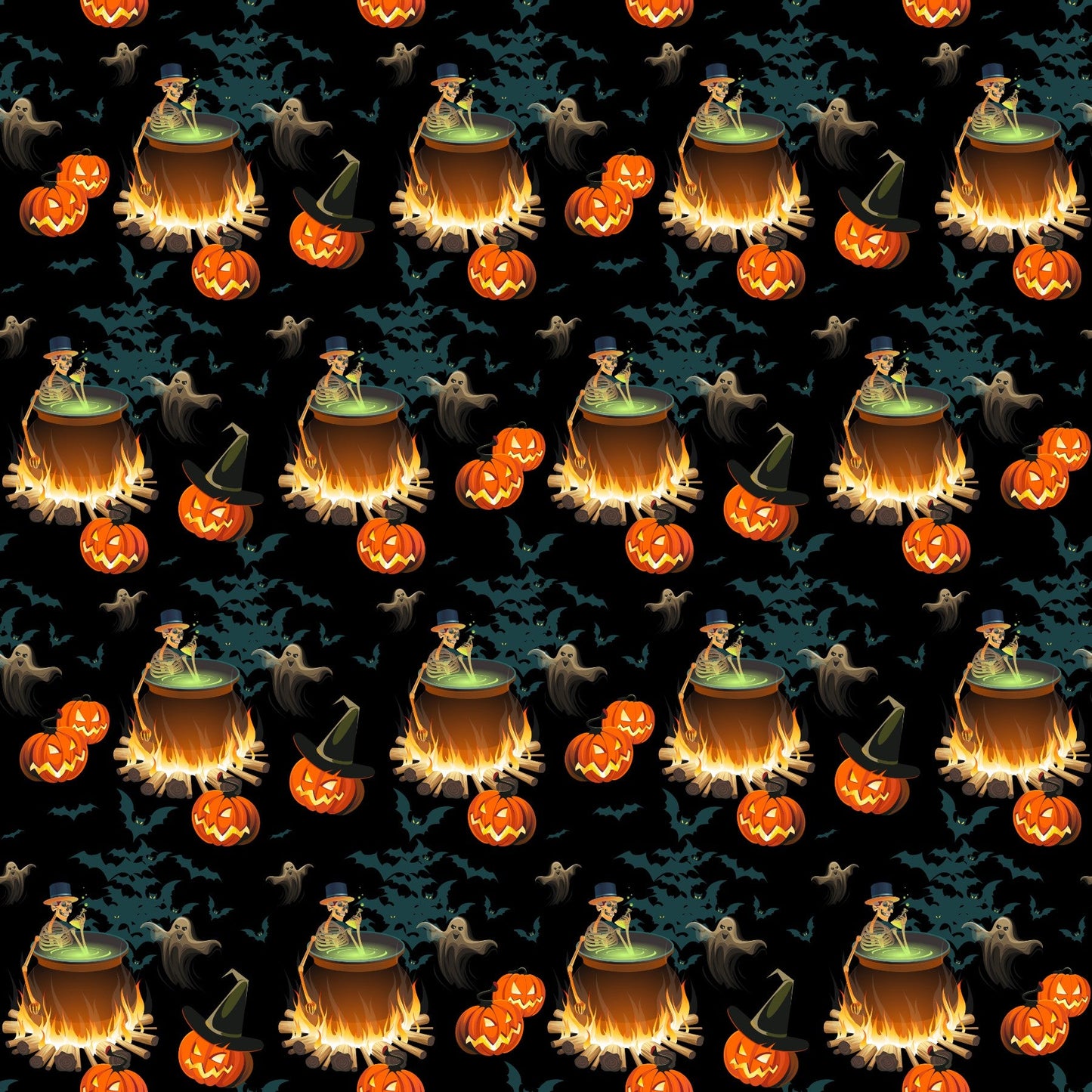 Pumpkins, Skeletons And Ghosts - Adhesive Vinyl Sheets