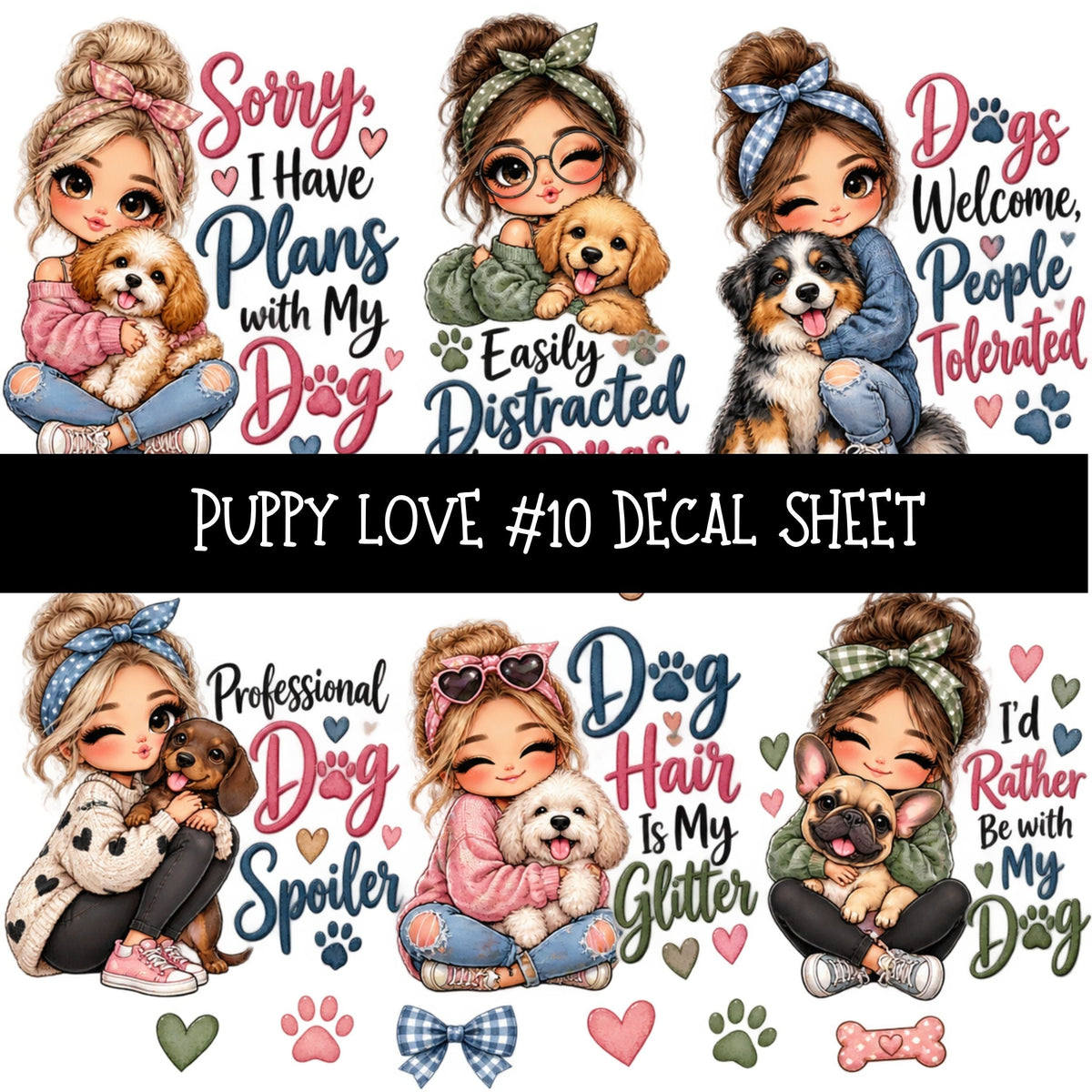 Puppy Love UV DTF Decal sheets 11 Designs available